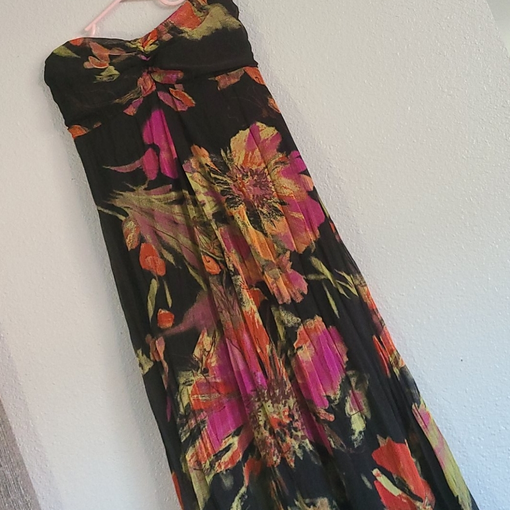 Strapless Floral Maxi Dress